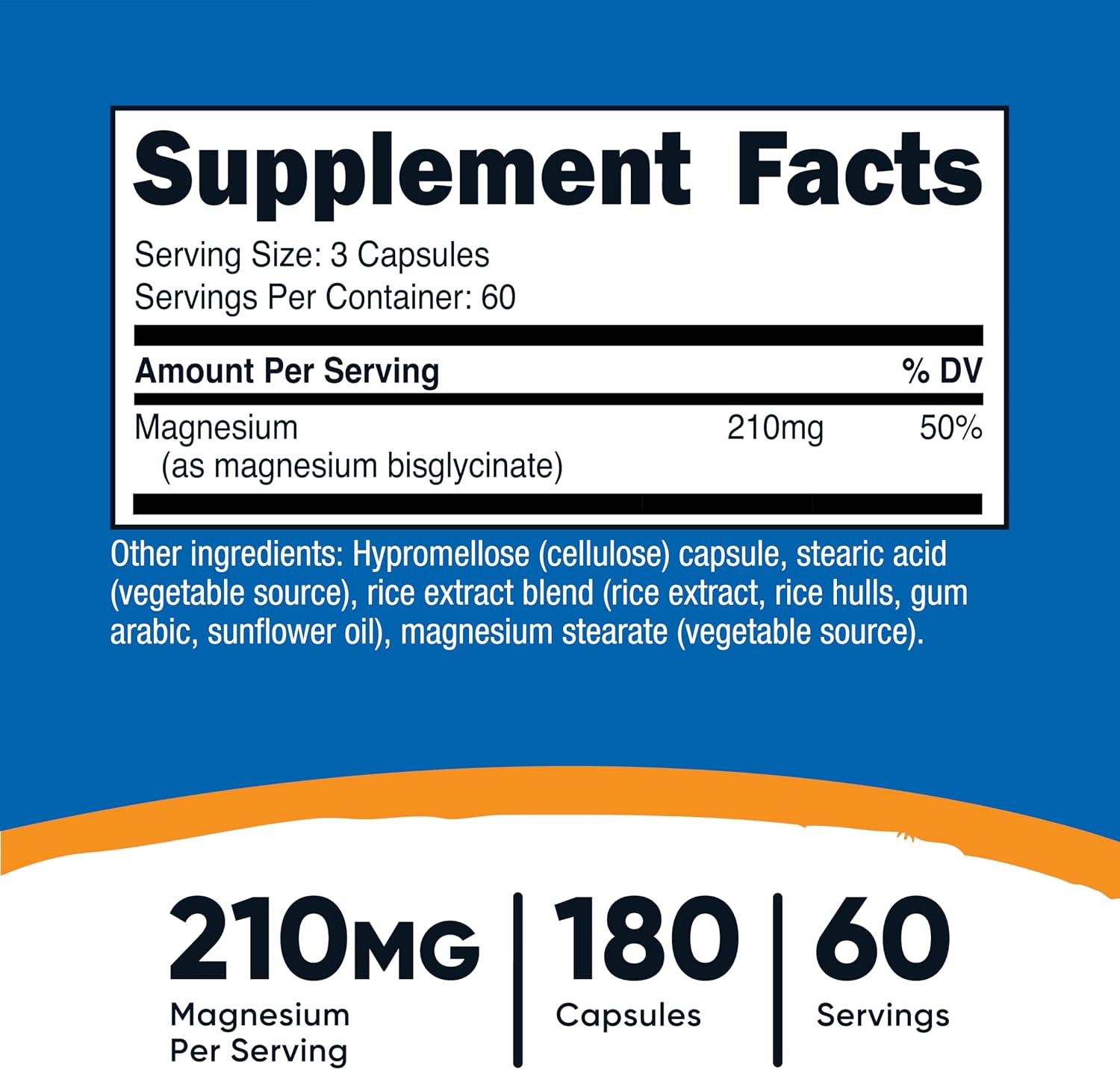 Nutricost Magnesium Glycinate Capsules, 180 Capsules, 210mg
