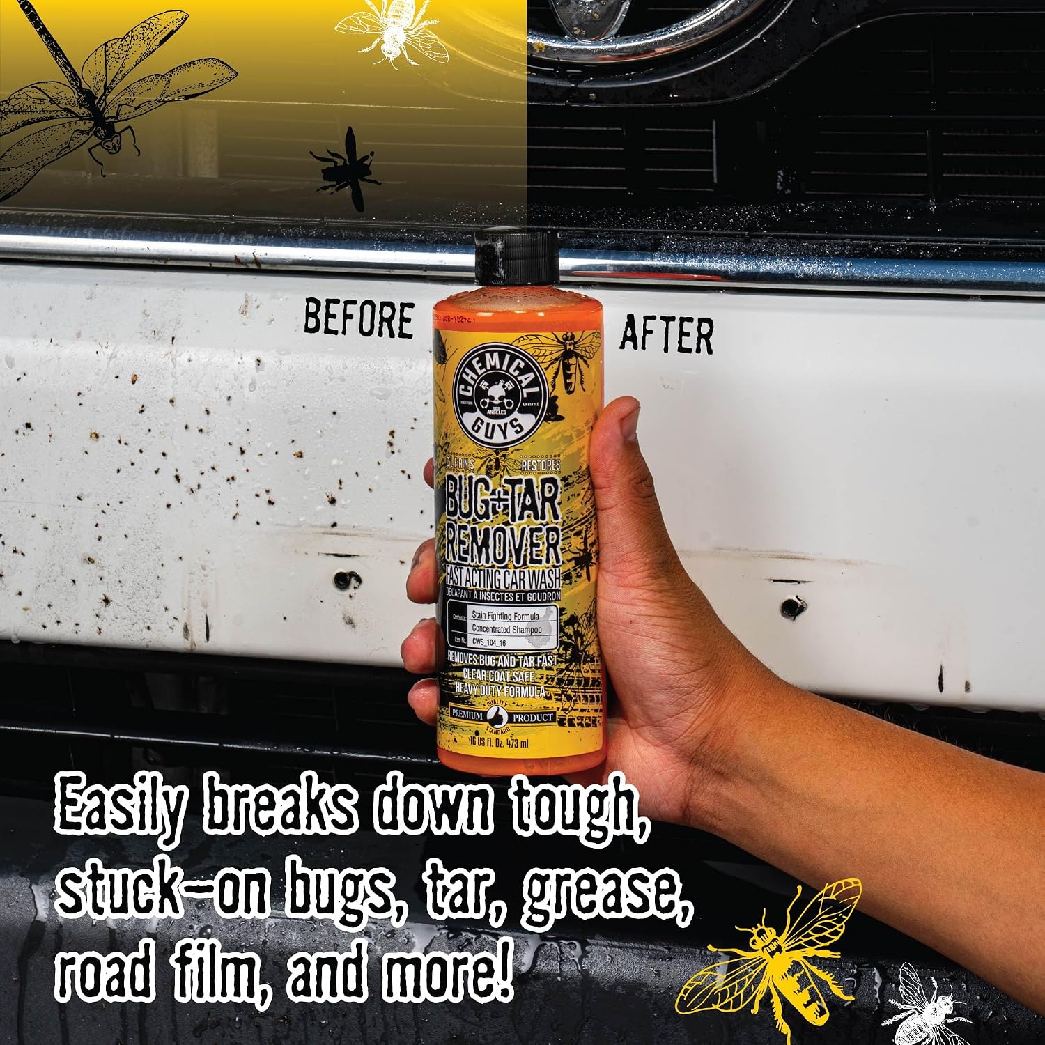 Chemical Guys, Bug & Tar Remover, Fast-Acting Pre-Wash for Paint, 16 oz