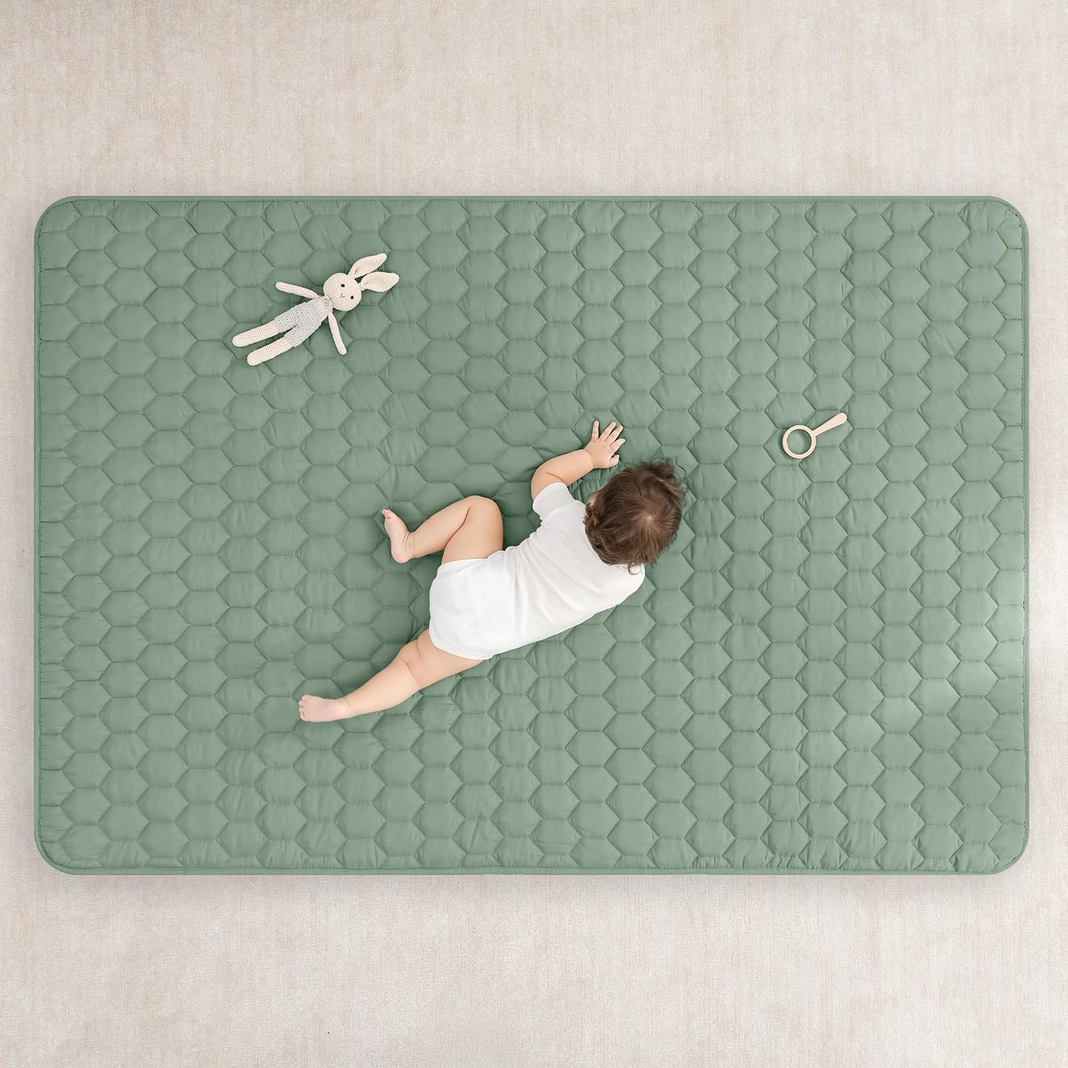 Comfy Cubs Rectangle Kids Play Mat Med 48x72in Baby Floor Mat - Fern