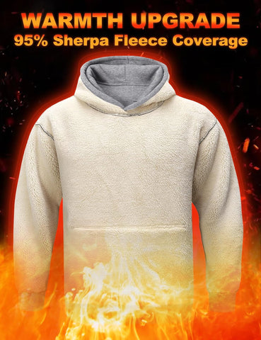 Flygo Men's Casual Fleece Sherpa Lined Hoodie Winter Warm Pullover Hooded Sweatshirt