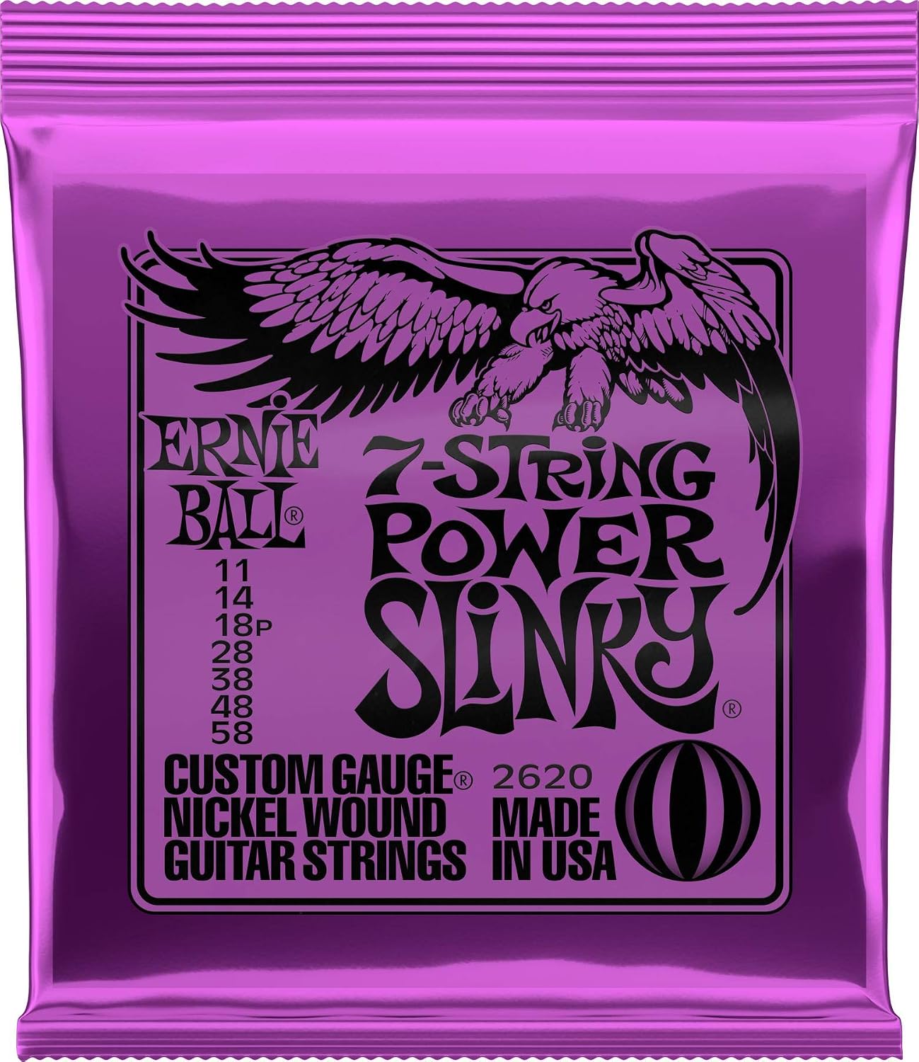 Ernie Ball 7-String Super Slinky Nickel Wound Electric Guitar Strings, 9-52 Gauge (P02623)