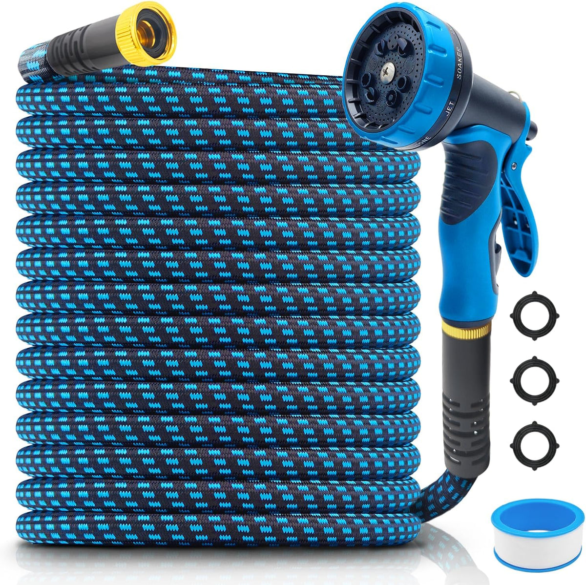 Garden Hose 50ft, Non-Expanding Water Hose Ultra Lightweight, Kink-Free Flexible Hose with 10-Pattern Nozzle, Durable & Abrasion Resistant Outdoor Hose for Yard, Lawn, Marine, RV, and Car Wash (50 FT)