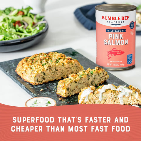 Bumble Bee Wild Caught Pink Salmon with Skin & Bones, 14.75 oz (Pack of 12) | 18g Protein per Serving, Omega-3 Rich, Gluten Free, Keto Friendly