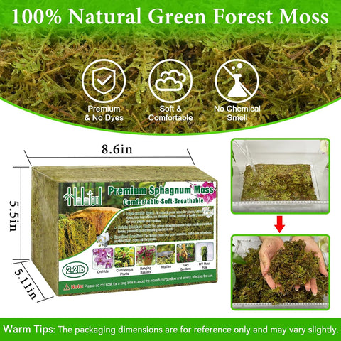 Halatool 2.2 LB Natural Green Forest Moss, 50 QT Long Fiber Sphagnum Moss