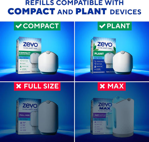 Zevo Compact Flying Insect Trap Refills for Fruit Flies & Gnats, 6 Count