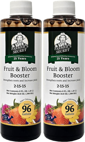 Farmer’s Secret Fruit & Bloom Booster Fertilizer - Super Concentrated - Boosts Flowering and Yield on All Varieties of Fruits, Vegetables and Flowers (8oz) (Pack of 2)