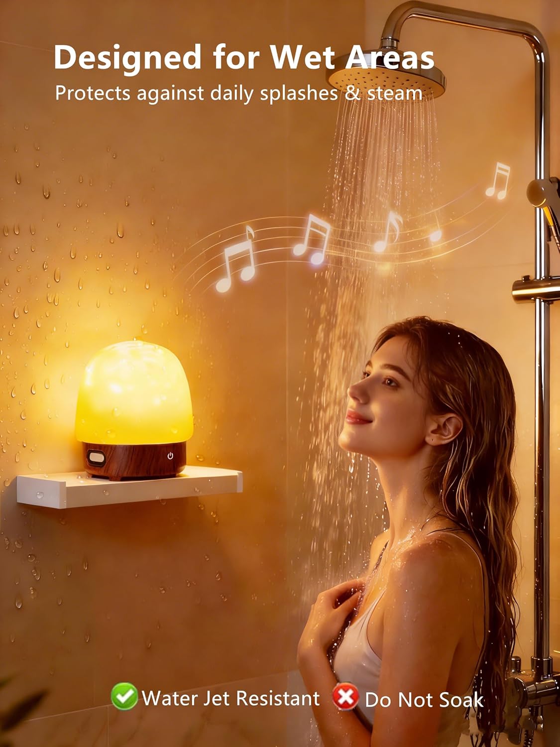 Waterproof Shower Lamp, Bluetooth Speaker, Ocean Wave Projector Light