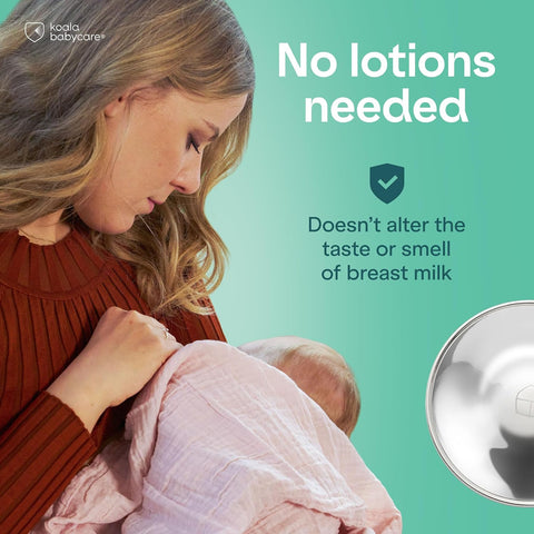 Koala Babycare The Original Silver Nursing Cups - Nipple Shields for Breastfeeding Newborn - Breastfeeding Essentials - Protect and Soothe - Tri-Laminate Silver - Maxi Size