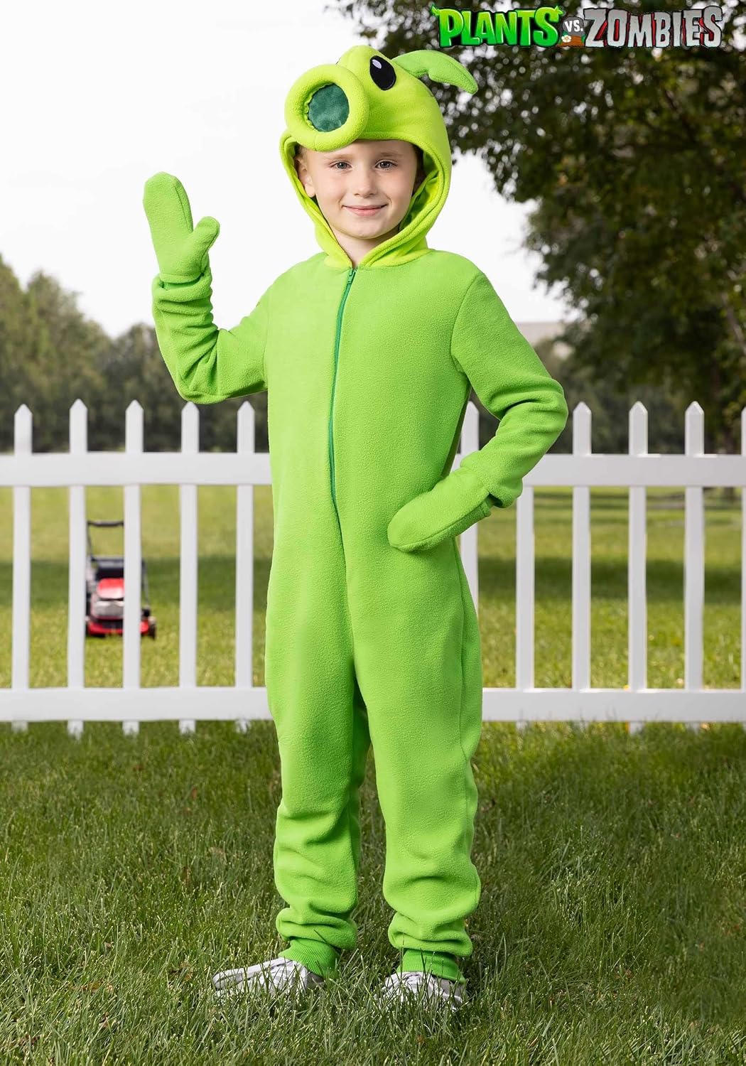 Plants Vs Zombies Kids Green Peashooter Onesie Costume for Boys, Officially Licensed Peashooter Costume for Video Game Fans
