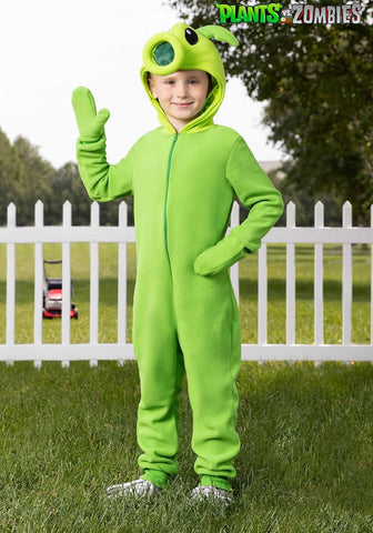 Plants Vs Zombies Kids Green Peashooter Onesie Costume for Boys, Officially Licensed Peashooter Costume for Video Game Fans