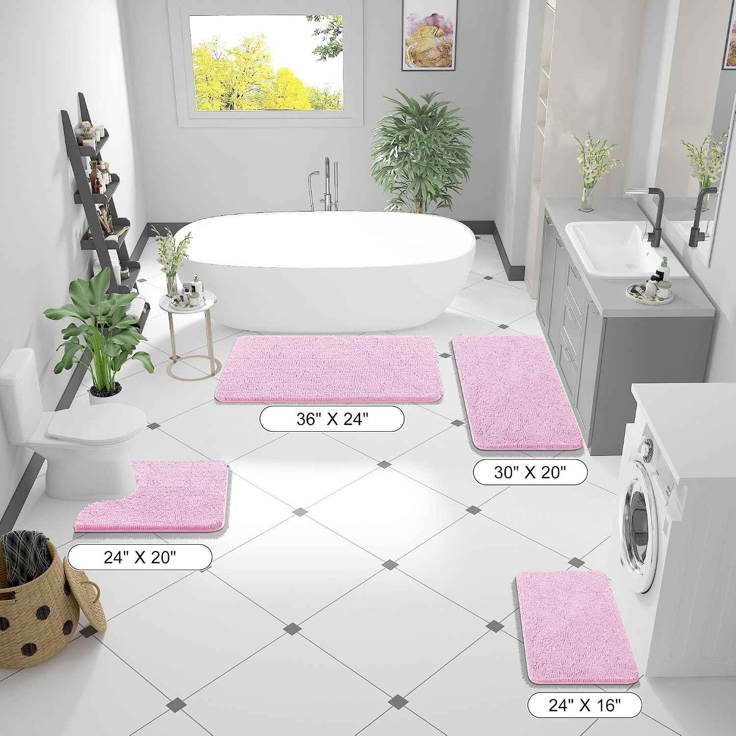 OLANLY Bathroom Rugs 36x24, Extra Soft Absorbent Chenille Bath Rugs