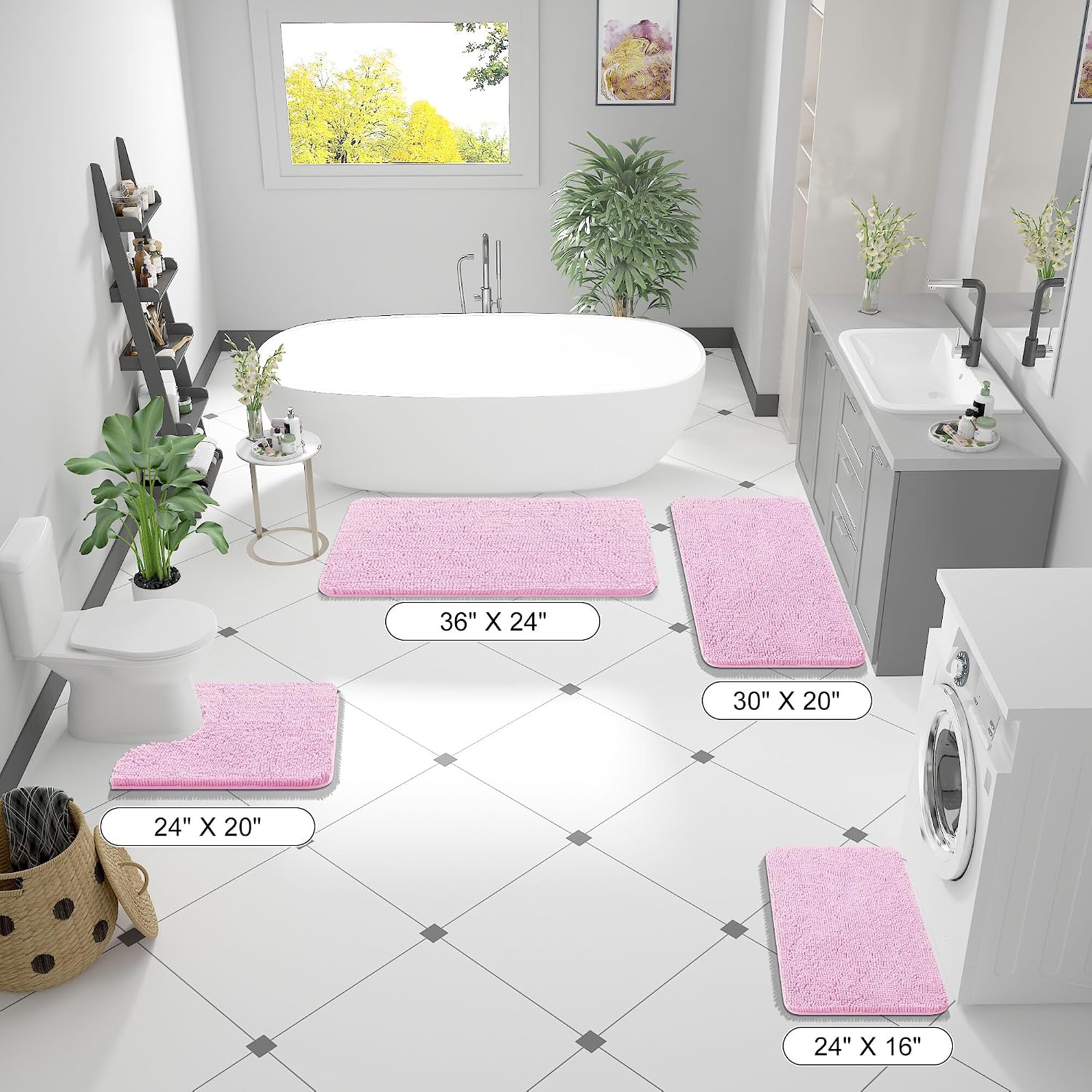OLANLY Bathroom Runner Rugs 47x20, Extra Soft Absorbent Chenille Bath Rugs