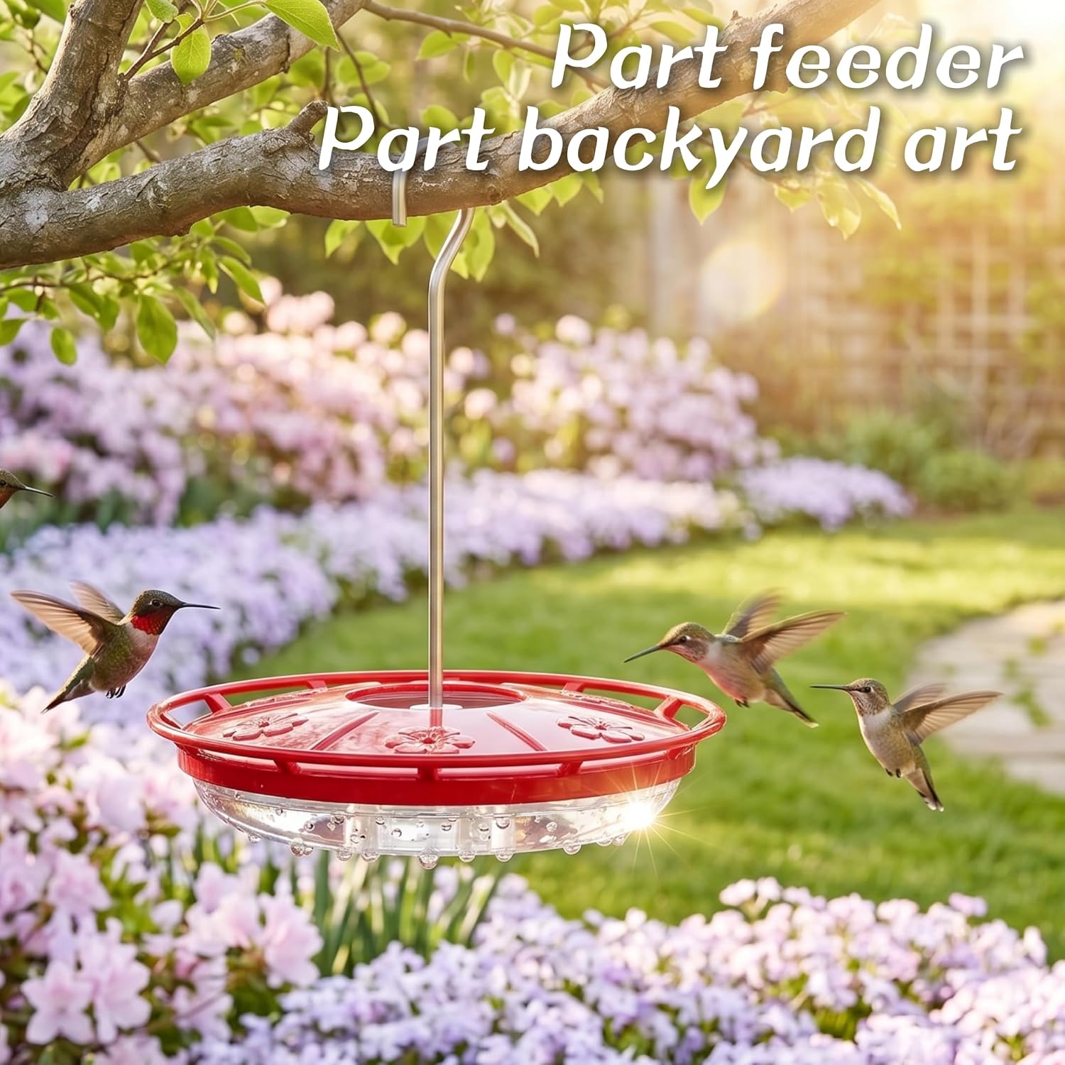 Kingsyard 6 Feeding Ports Saucer Hummingbird Feeders for Outdoors Hanging