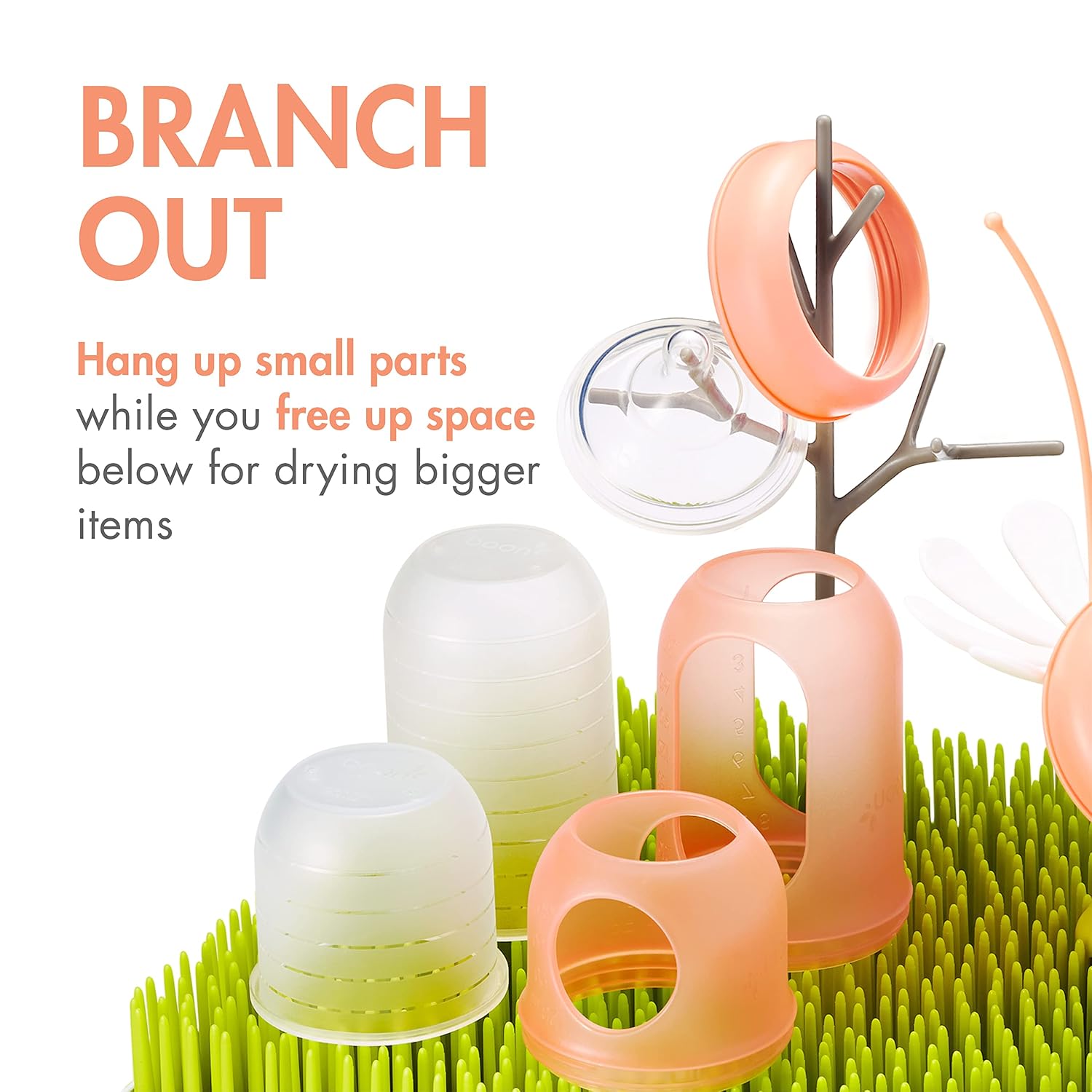 Boon Lawn Countertop Baby Bottle Drying Rack Bundle - Includes Lawn, Twig, and Stem Baby Accessories - Baby Bottle Organizer and Storage - Baby Bottle-Feeding Supplies - 3 Count