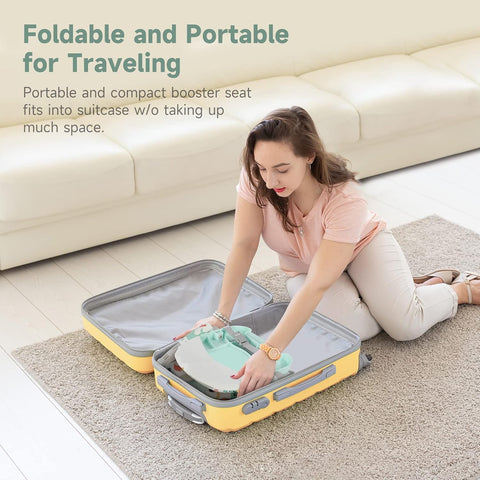 YOLEO Baby High Chair Booster Seat for Dining Table, Foldable High Chairs with Adjustable Heights, Travel Booster Seat with Removable Tray