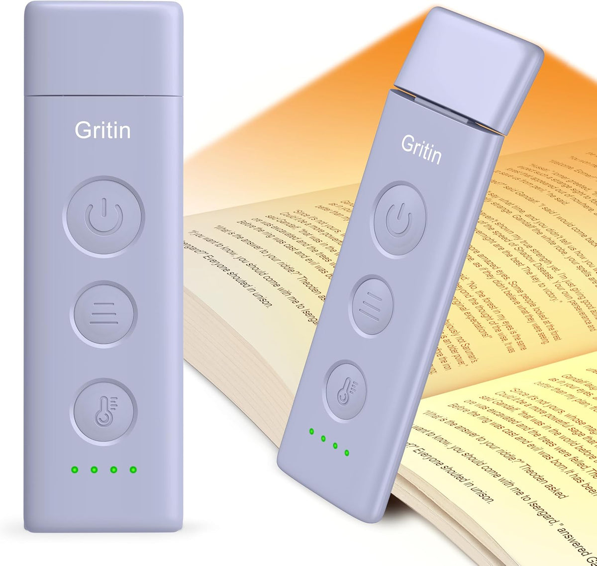 Gritin Book Light Rechargeable, Clip on LED Reading Light for Books in Bed