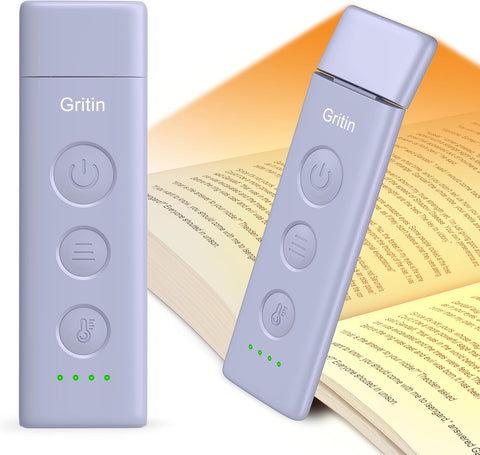 Gritin Book Light Rechargeable, Clip on LED Reading Light for Books in Bed