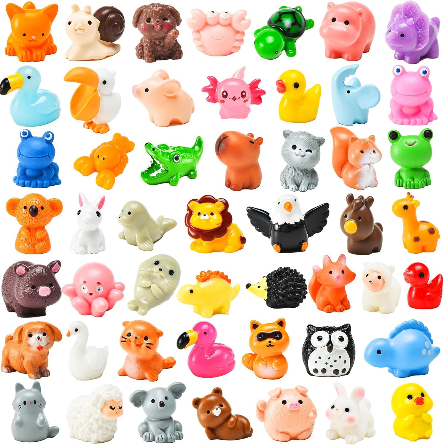 50 Pcs Mini Resin Animal Tiny Resin Animals Figurines Bulk Miniature Little to Hide Small Animal Figures Bulk for Micro Fairy Party Favors Garden Landscape Accessories Dollhouse Crafts Decor