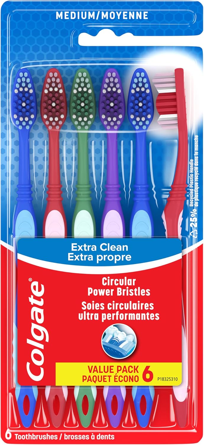 Colgate Extra Clean Medium Toothbrushes, 6 Pack