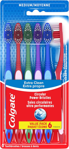Colgate Extra Clean Medium Toothbrushes, 6 Pack