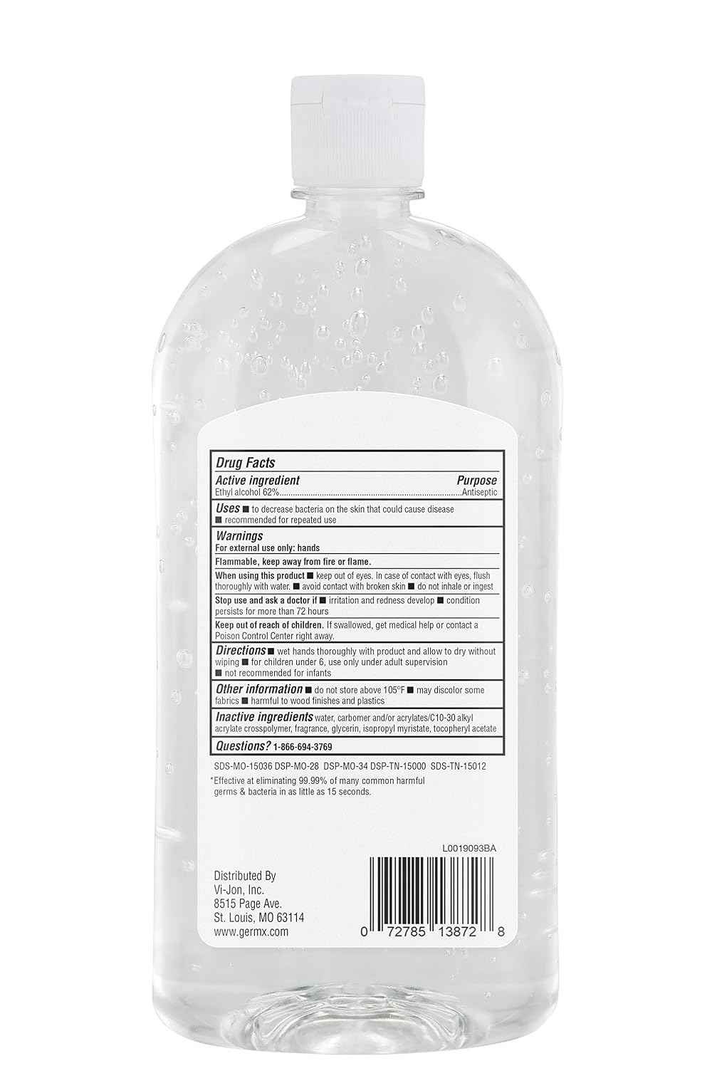 Germ-X Original Hand Sanitizer, Back to School Supplies, Non-Drying Moisturizing Gel with Vitamin E, Instant and No Rinse Formula, Large Family-Size Flip Top Bottle, 32 Fl Oz (Pack of 4)