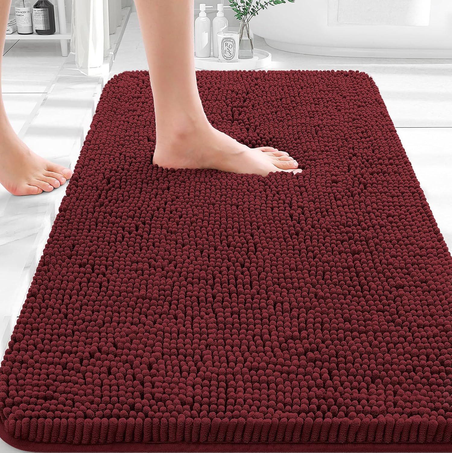 OLANLY Bathroom Rugs 35x24, Extra Soft Absorbent Chenille Bath Rugs