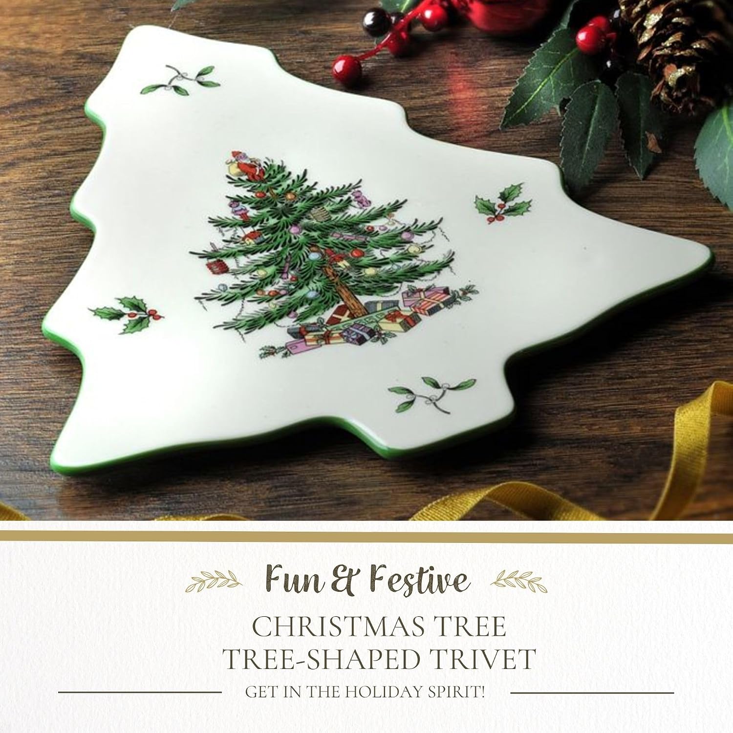 Spode Christmas Tree Tree-Shaped Trivet
