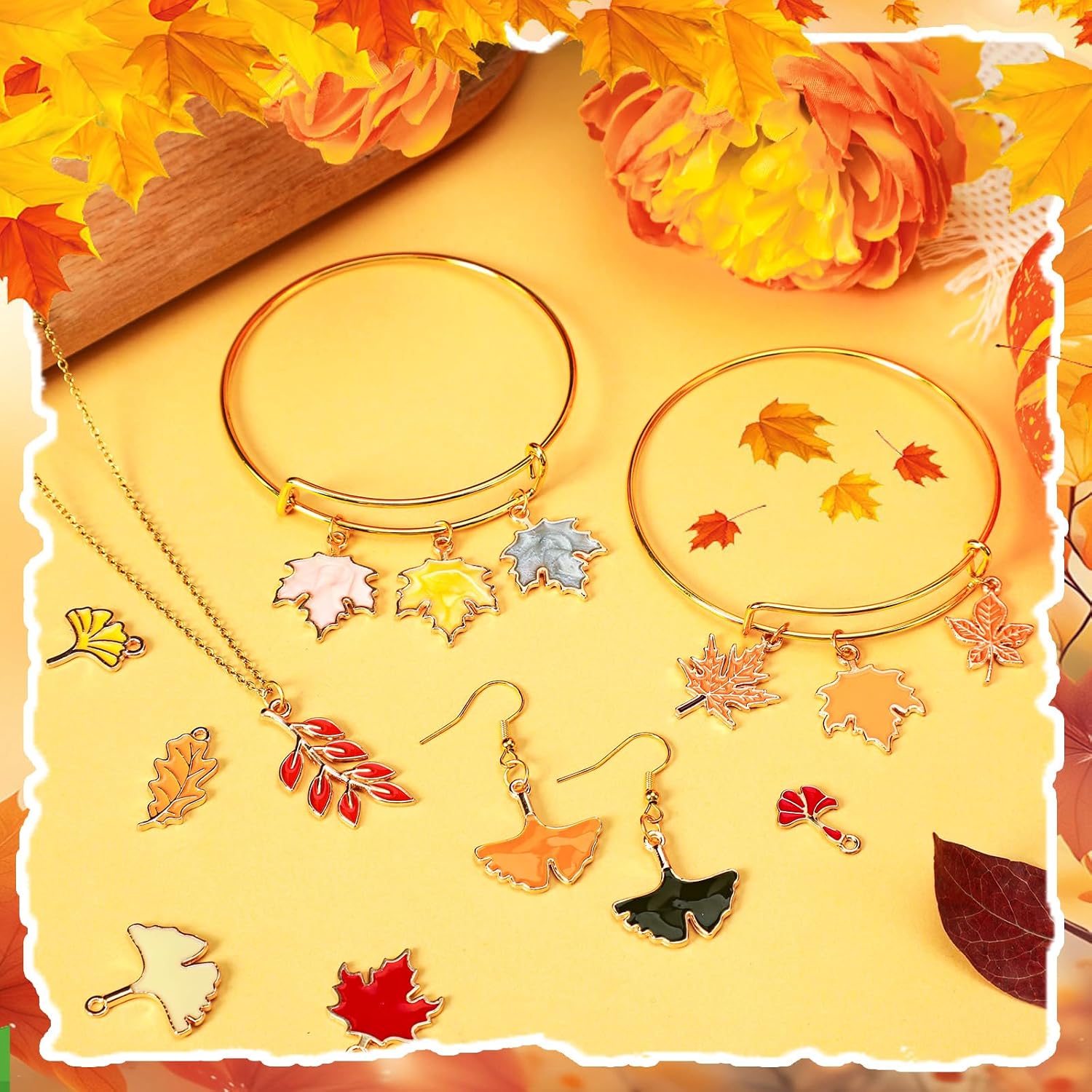 MARFOREVER 120 Pcs Maple Leaf Charm Fall Charms for Jewelry Making