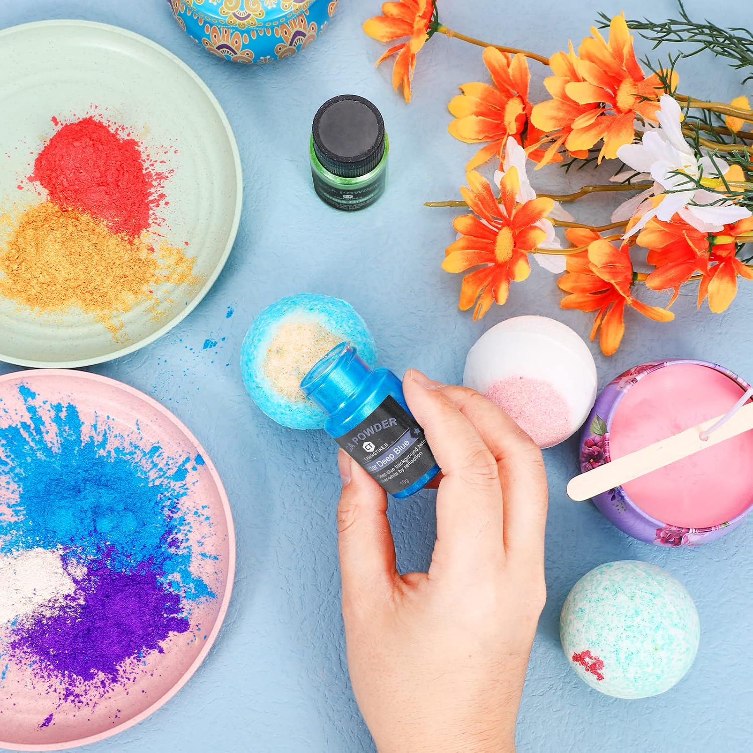 CHANGTIKEJI Mica Powder, 100 Colors - 10g/Bottle of Natural Pigment Powder