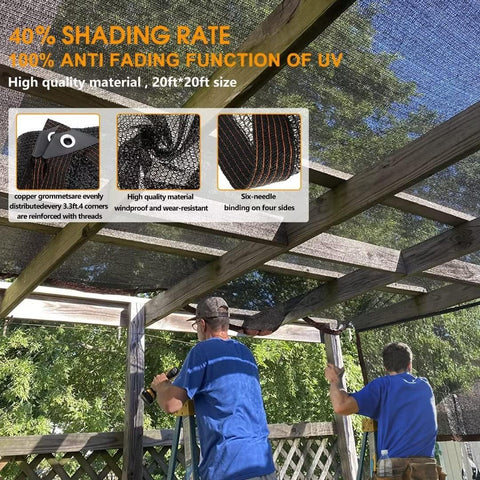 12'x20' Shade Cloth -for Garden Plants,40% Sunblock Shade Neting for Outdoor Greenhouse Patio Lawn Plant Sun Shade Cloths for Kennel Chicken Coop Easier to Hang Shade Net Cover