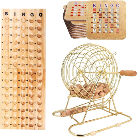 GSE Deluxe Bingo Game Set, Large Brass Cage, 25 Shutter Slide Bingo Cards