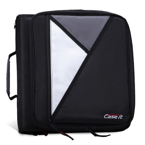 Case-it School Zipper Binder | 2" O-Rings | 400-Sheet | LT-007 Jet Black