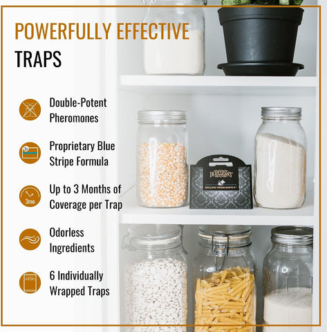 Dr. Killigan's Pantry Moth Traps with Pheromones Prime, 6 Pack, Black