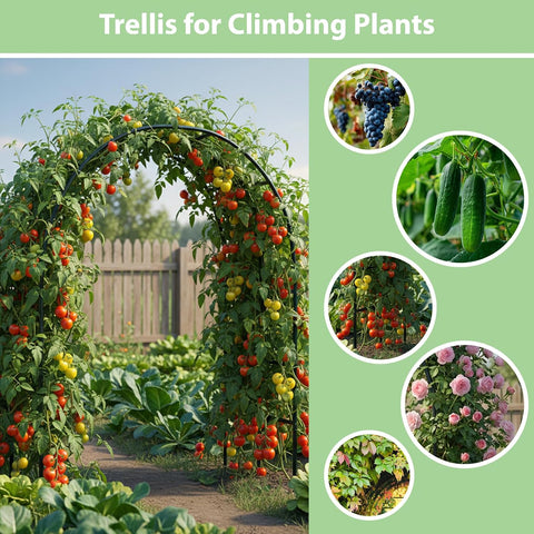 RUBFAC 7.8ft Garden Arch, Metal Trellis for Climbing Plants Outdoor