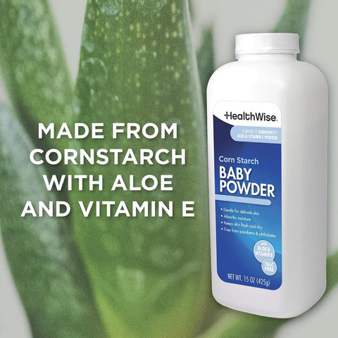 HealthWise Corn Starch Baby Powder, Talc-Free, 15 oz