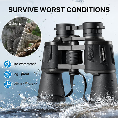 20x50 High Power Binoculars for Bird Watching 28mm Large Eyepiece Life Waterproof Binoculars for Hunting Hiking Concert Travel with Smartphone Adapter BAK4 Prism FMC Lens, Black