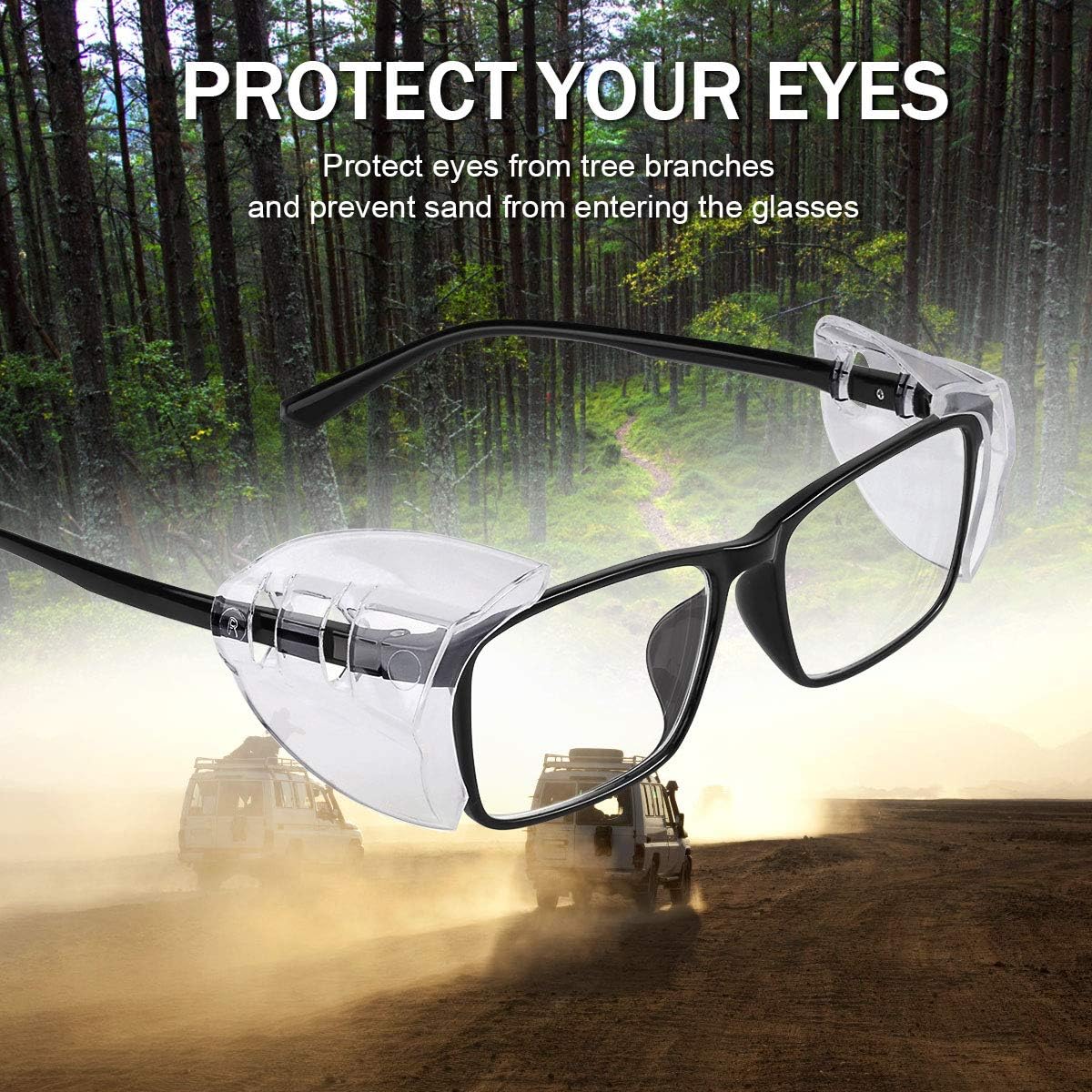 MELASA Safety Glasses Side Shields for Glasses, Slip on Clear Eye Glasses