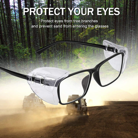 MELASA Safety Glasses Side Shields for Glasses, Slip on Clear Eye Glasses