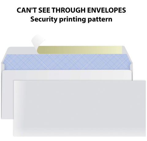 #10 Envelopes Letter Size Self Seal | 500 Business Mailing Security Peel and Sealing Envelope | 100% Tinted | no 10 White Windowless Legal Regular Plain Envelops Pack | 4-1/8 x 9-1/2 Inches | 24 LB