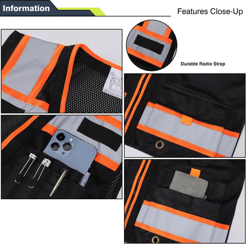 Gasoline Class 2 High Visibility Reflective Safety Vests Women & Men