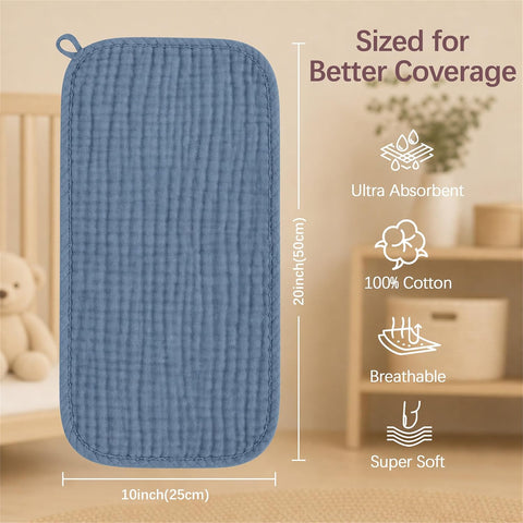 Ease Cubs 12 Pack Muslin Burp Cloths Large 100% Cotton Hand Washcloths, Baby Essentials Absorbent and Soft Burping Rags for Newborn Registry, 20" X10", Slate, Grey and Navy Series