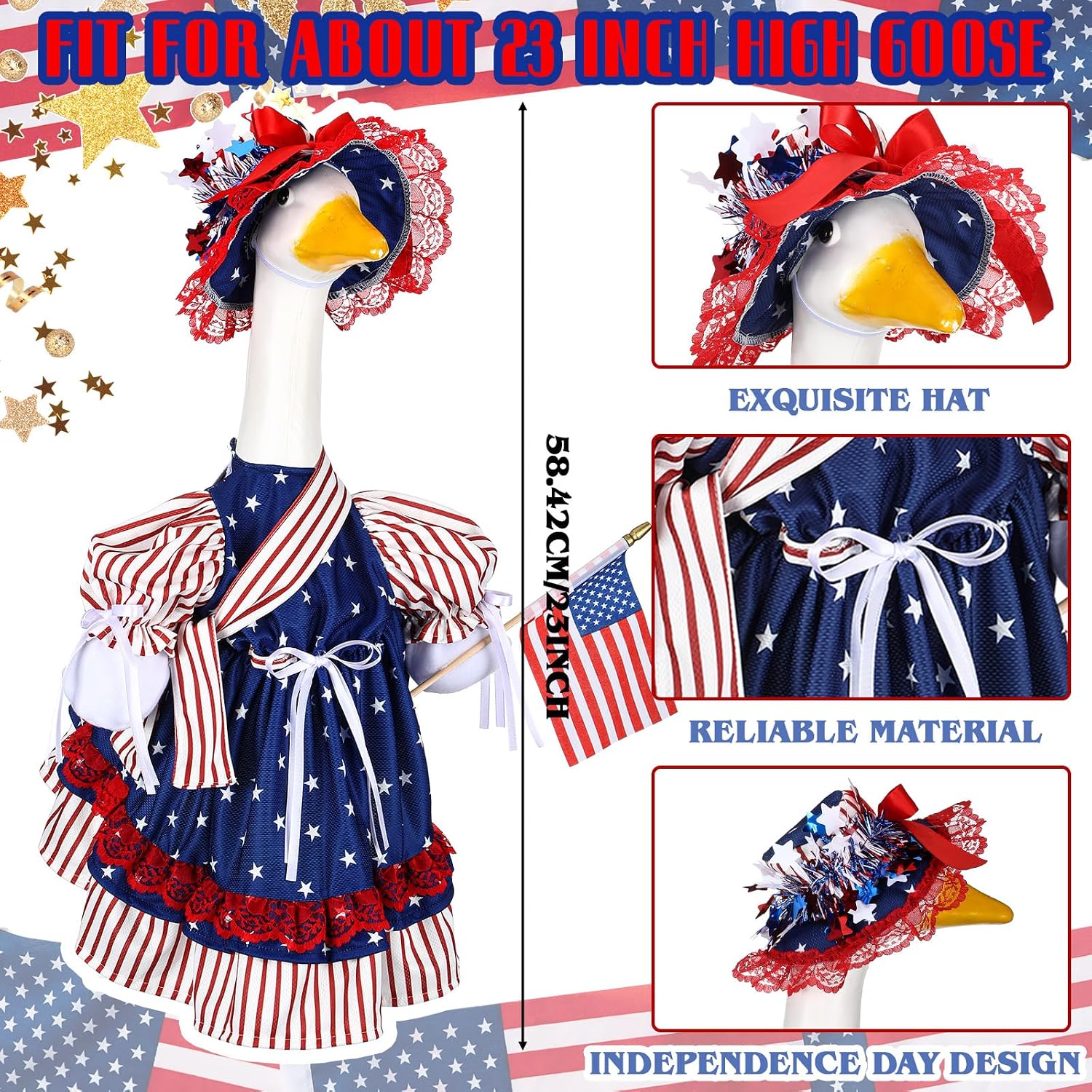 Suzile 4th of July Porch Goose Outfits Patriotic Goose Costume Independence