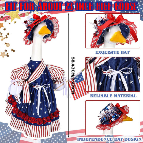 Suzile 4th of July Porch Goose Outfits Patriotic Goose Costume Independence