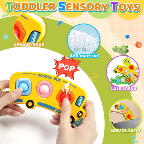 3PC Fidget Popper Sensory Toys Airplane Travel Activities for Toddlers Pop It Fidget Toys for 12+ Month Babies 1 2 3 Year Old Girls Boys Christmas Stocking Stuffer Easter Basket Stuffer Gift