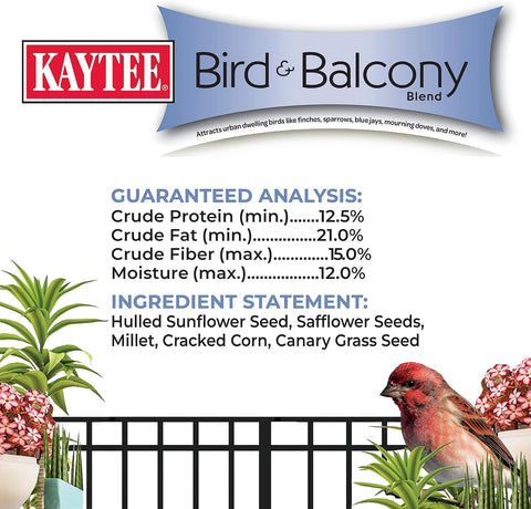 Kaytee Bird & Balcony Wild Bird Food No Mess Seed Blend for City Dwelling Birds Like Finches, Sparrows, Mourning Doves and More, 5 lb