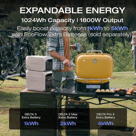 EF ECOFLOW Solar Generator DELTA 3 Plus with 400W Solar Panel, 1024Wh 1800W