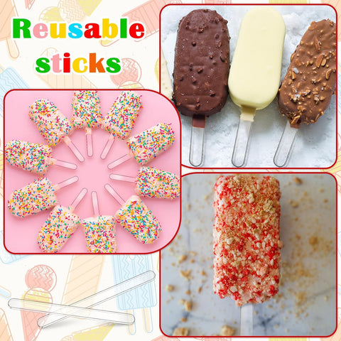 30 Pcs Reusable Acrylic Cakesicle Sticks, 4.5 Inches, Transparent