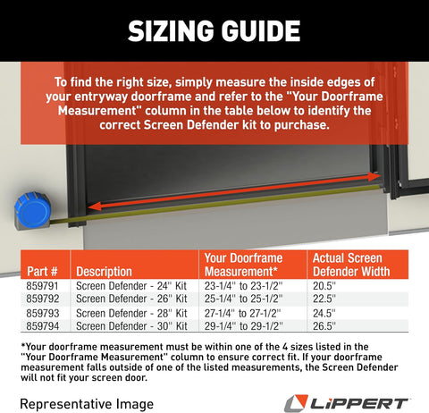 Lippert Components 859794 Screen Defender RV Entry Door Aluminum Screen Protector, 30-inch, Black