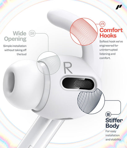Proof Labs 3 Pairs for AirPods Pro 1st Gen Ear Hooks Covers [Added Storage Pouch] Anti Slip Ear Tips Accessories Compatible with Apple AirPods Pro Generation 1 (White)