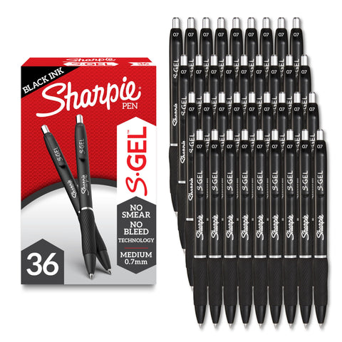 Sharpie S-Gel, Gel Pens, Drawing Pens, Gel Ink Pens For Journaling, Writing Pens, Coloring Pens, Medium Point Pens (0.7Mm), Black Ink Gel Pen, 36 Count